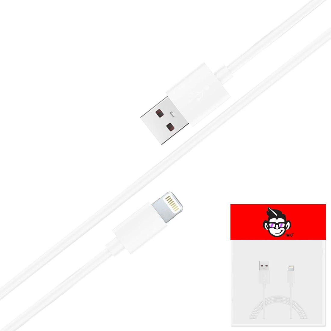 IWIO® 1AMP Mains Charger with 1 Meter Apple Lightning Cable - WHITE