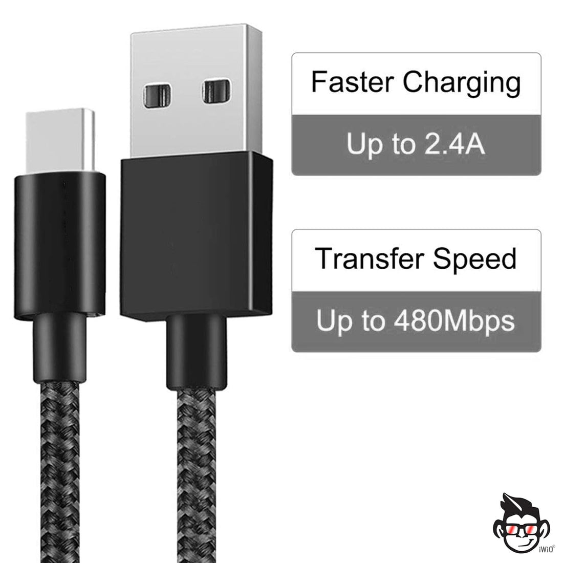 IWIO® USB C Cable [2-Pack, 3M] – Fast Charging Braided USB Type-C to USB-A Charger for Samsung Galaxy S21 S20 S10 S9 A72 A71 A52 A51 A40 A12 & More