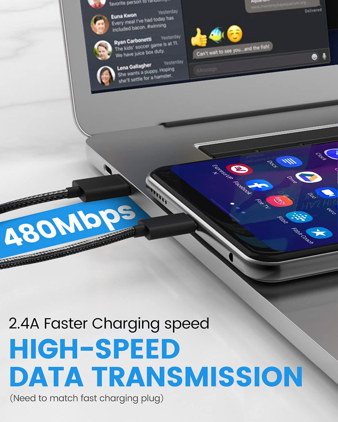 IWIO® 3M Micro USB Cable | Fast Charging & Data Sync | Nylon Braided | Durable Android Charger