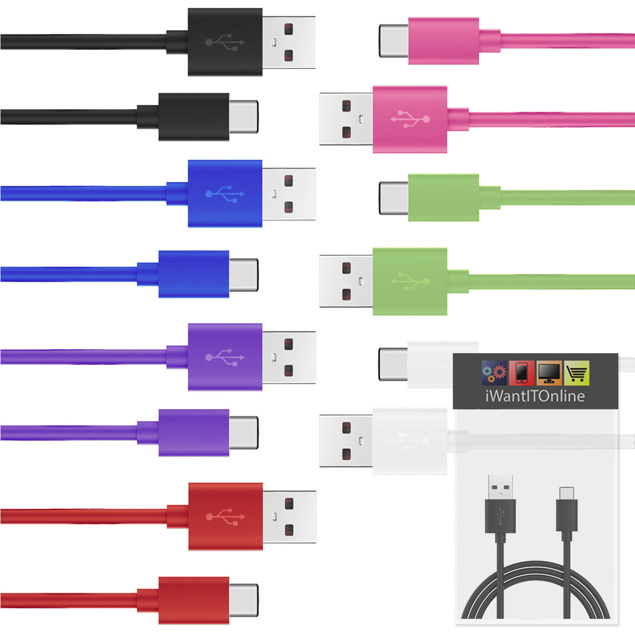 IWIO® 1m USB to USB C Type C Charging cable
