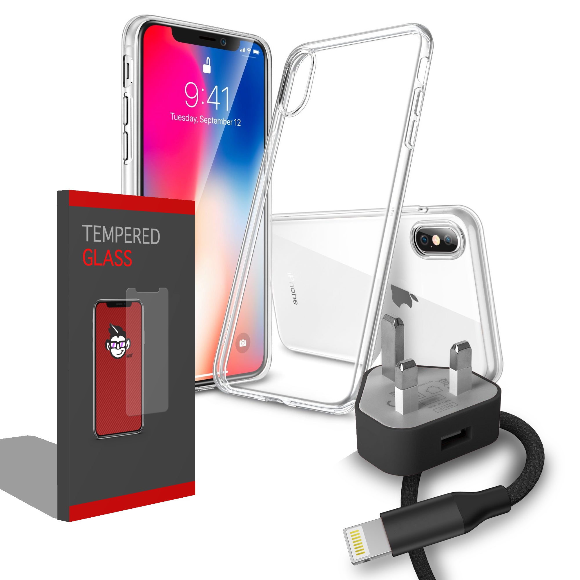 Apple iPhone 11 Bundle - Case, Screen Protector, 3 Pin Plug & Cable