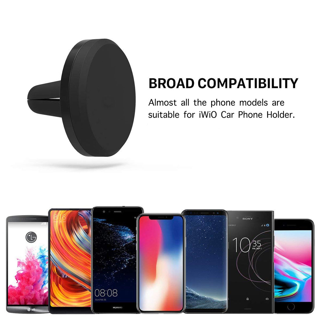 Car Phone Strong Magnetic Air Vent Holder Compatiable with Alba 1.8 Feature Phone - BLACK