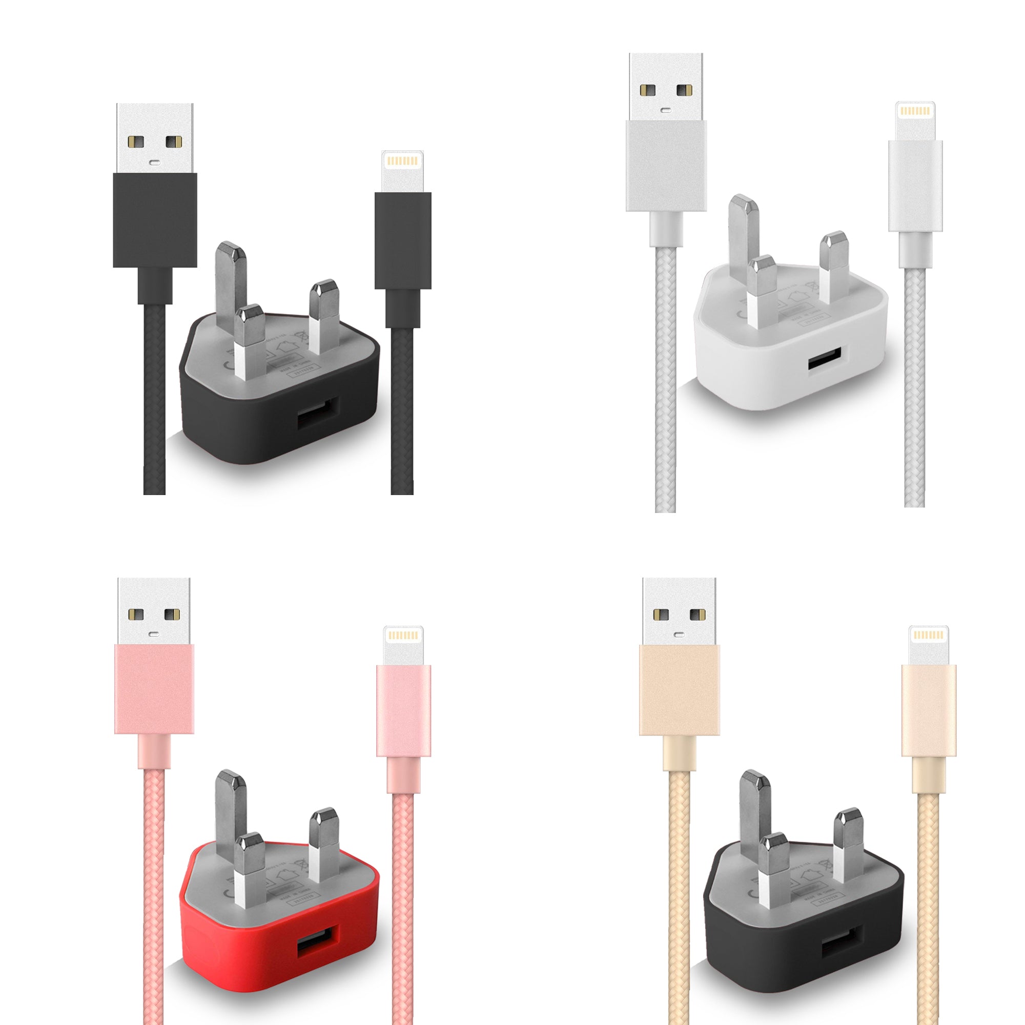 IWIO® 1AMP Mains Charger with 3 Meter Braided Lightning Cable