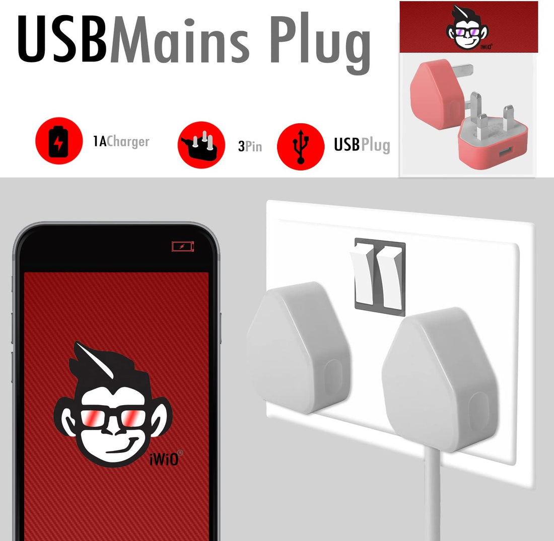 UK 3-Pin USB Charger Plug – 1A Fast Charging | Compatible with Apple iPhone, iPad, iPod